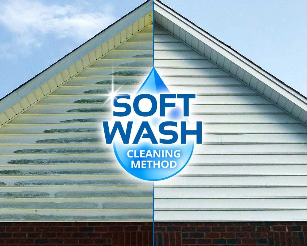 Soft Wash Cleaning Method before and after comparison
